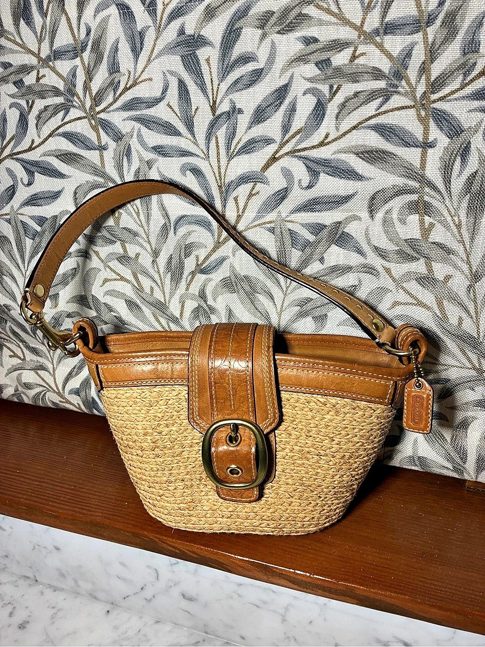 Coach Woven Shoulder Bag in Brown & Beige Like New